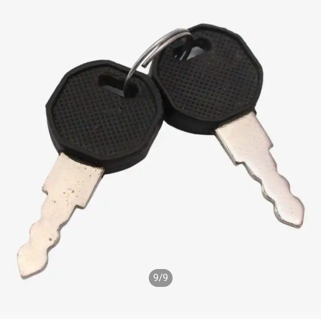 Pair of replacement security keys on a keyring for unlocking automated vending machine cabinets.